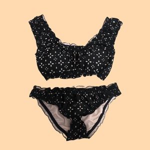 Aeropostale Live Love Dream Black and Pink Eyelet Bikini Set